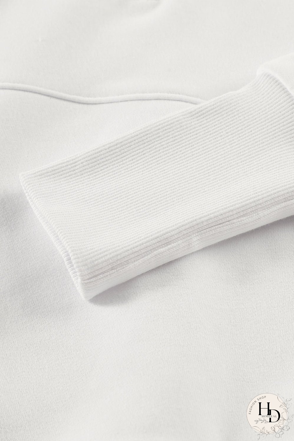 Cozy White Ribbed Pullover with Quarter-Zip Detail