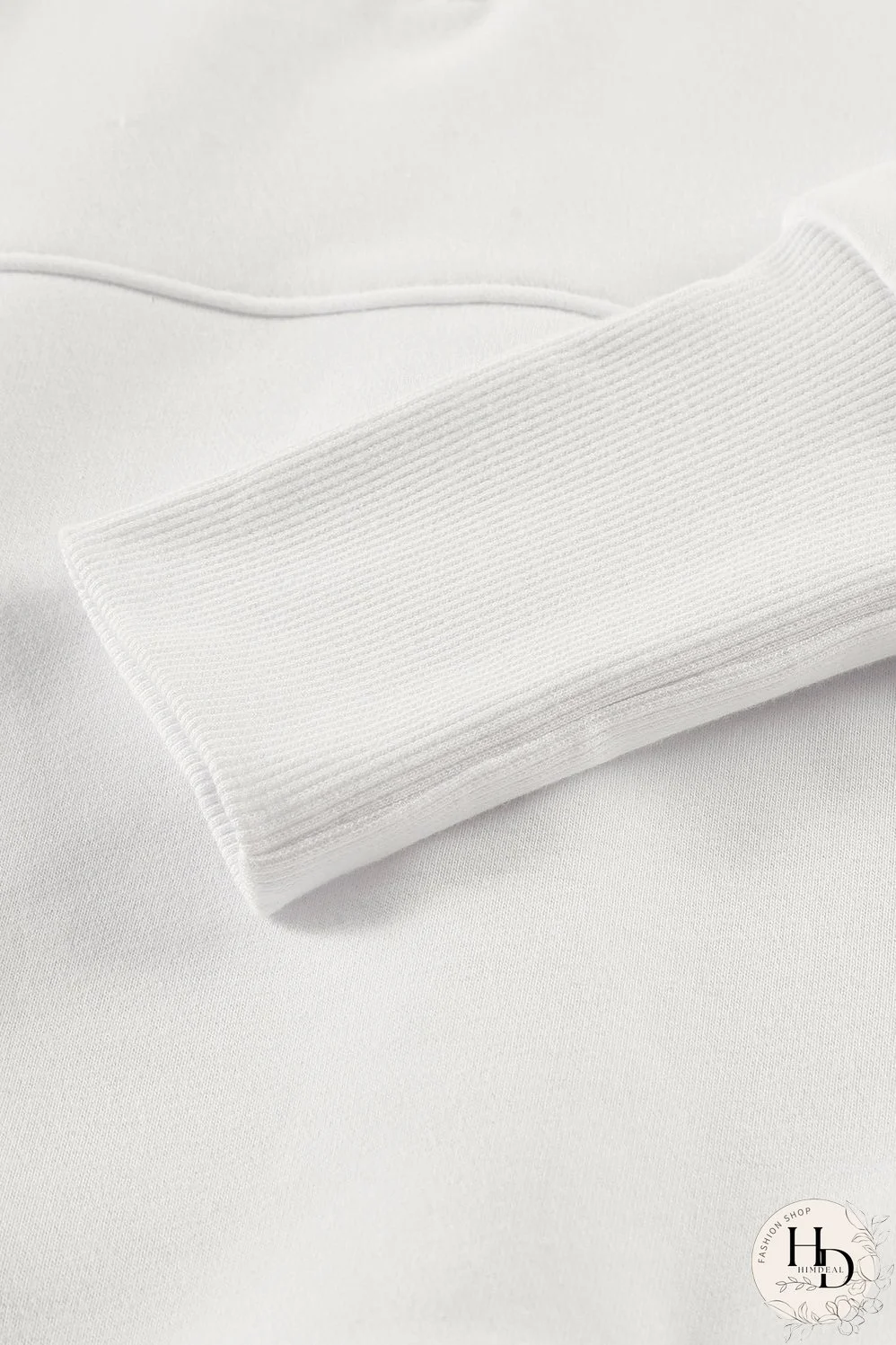 Cozy White Ribbed Pullover with Quarter-Zip Detail