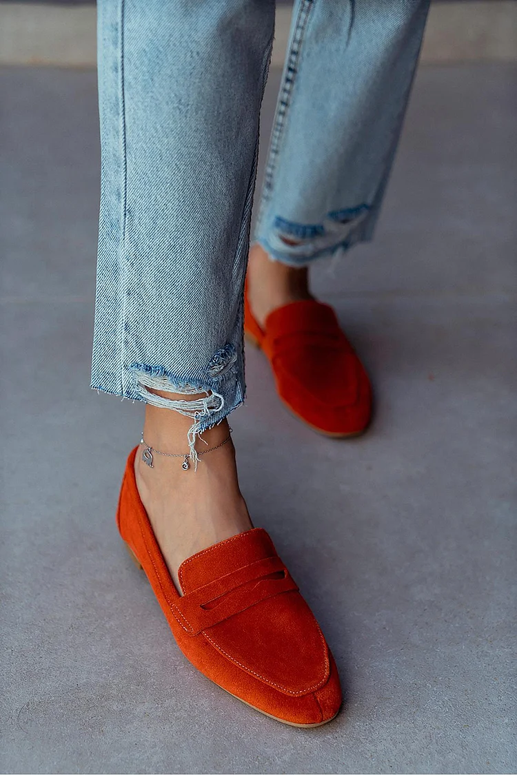 Matte Faux Suede Patchwork Slip On Loafers