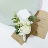 10PCS White Wedding Catering Bridal Groom Guests Corsage Boutonniere Wrist Artificial Flower Bouquets