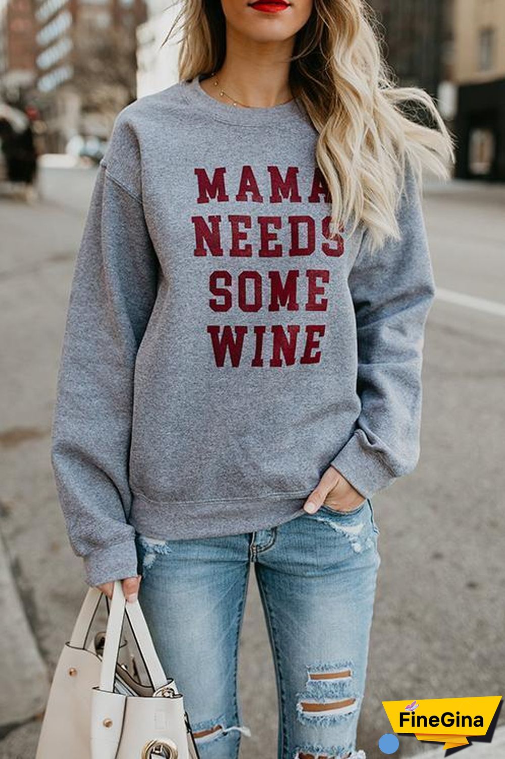 Round Neck Long Sleeve Letter Hoodie