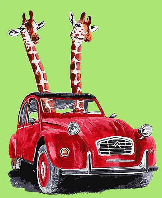 

Happy Driving Giraffe – Paint By Numbers - 40*50CM, 501 Original