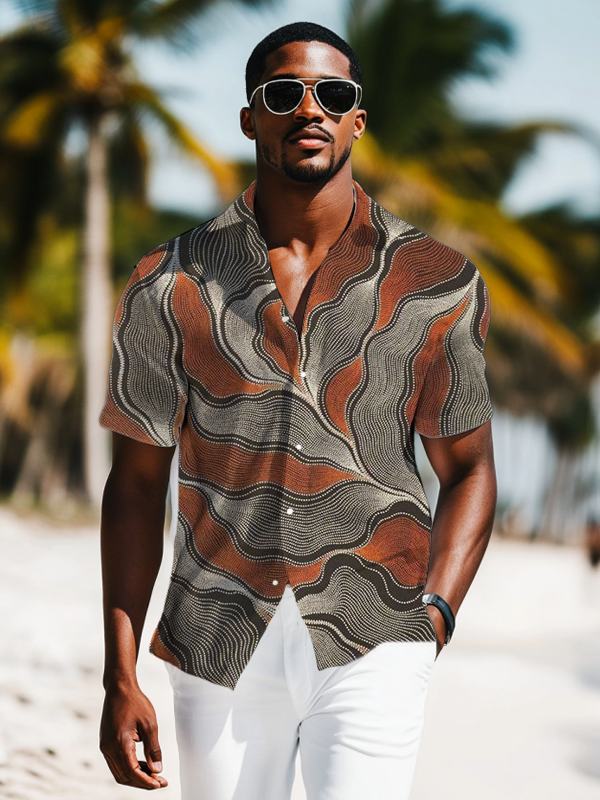 Men's Retro Abstract Art   Print Shirt