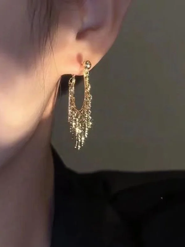 Geometric Tasseled Drop Earrings