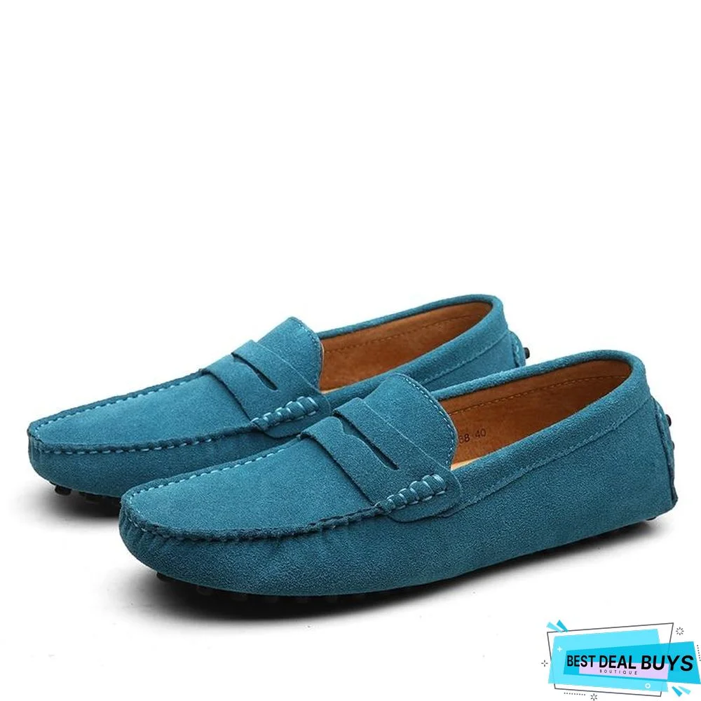 Men's Soft Loafers Moccasins Genuine Leather Flats Driving Shoes