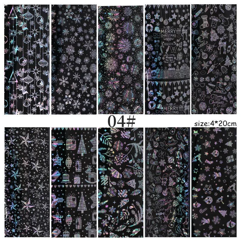Nail Foils Flowers Nail Stickers Transfer Decals Sliders Christmas Halloween Print Nail Art Decorations DIY Tips Adhesive Wraps