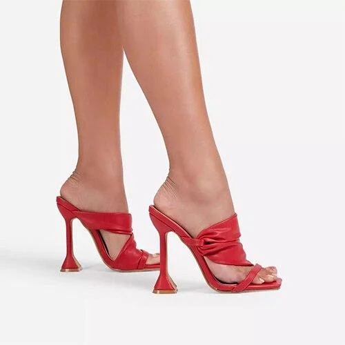 2021 Women's Mule Cup High Heels Casual Sandals Ladies Square Toe Summer Shoes Talon Femme Sexy Female Party Sliders Footwear
