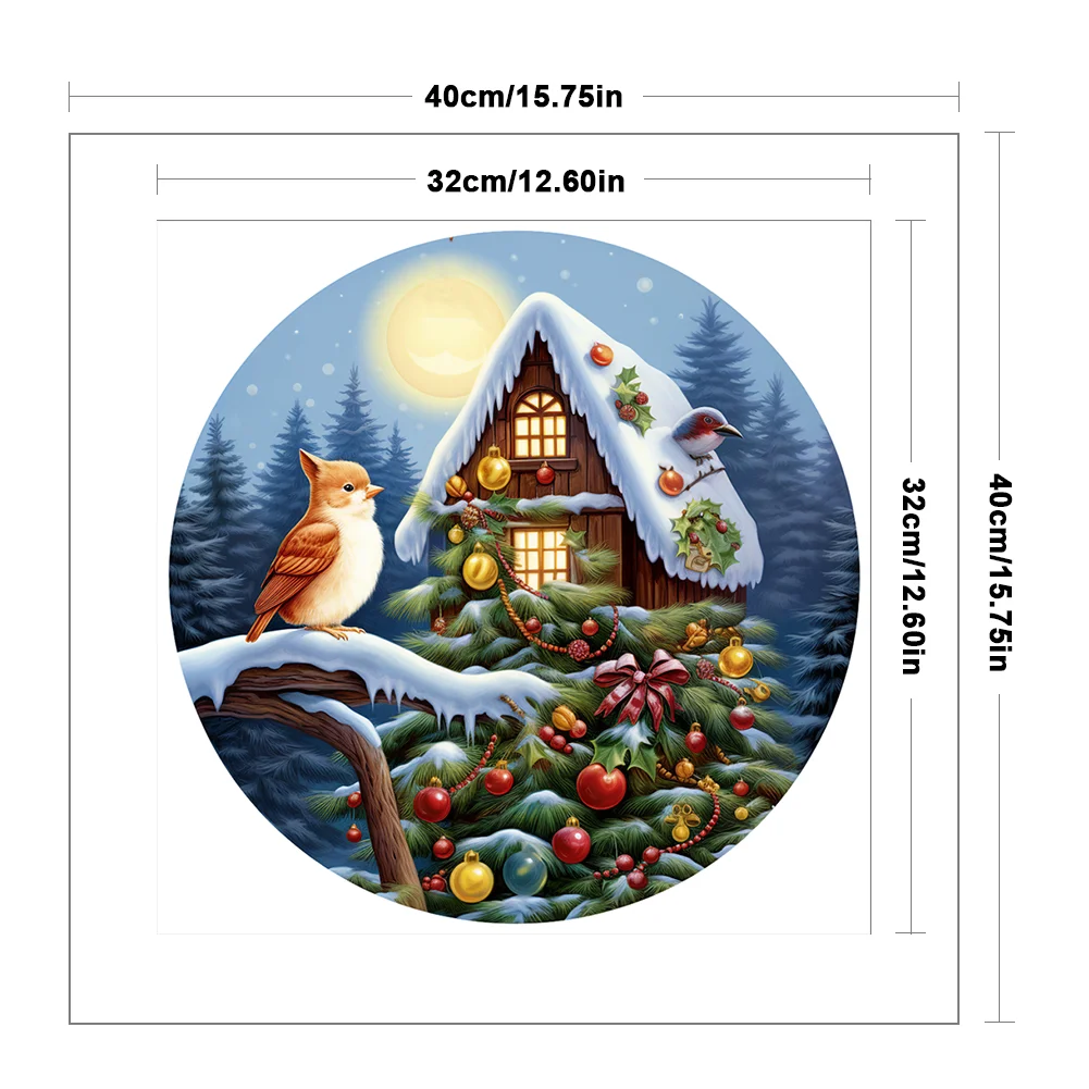 DIY Stamped Cross Stitch 11CT Full Embroidery 40*40cm - Christmas Cottage