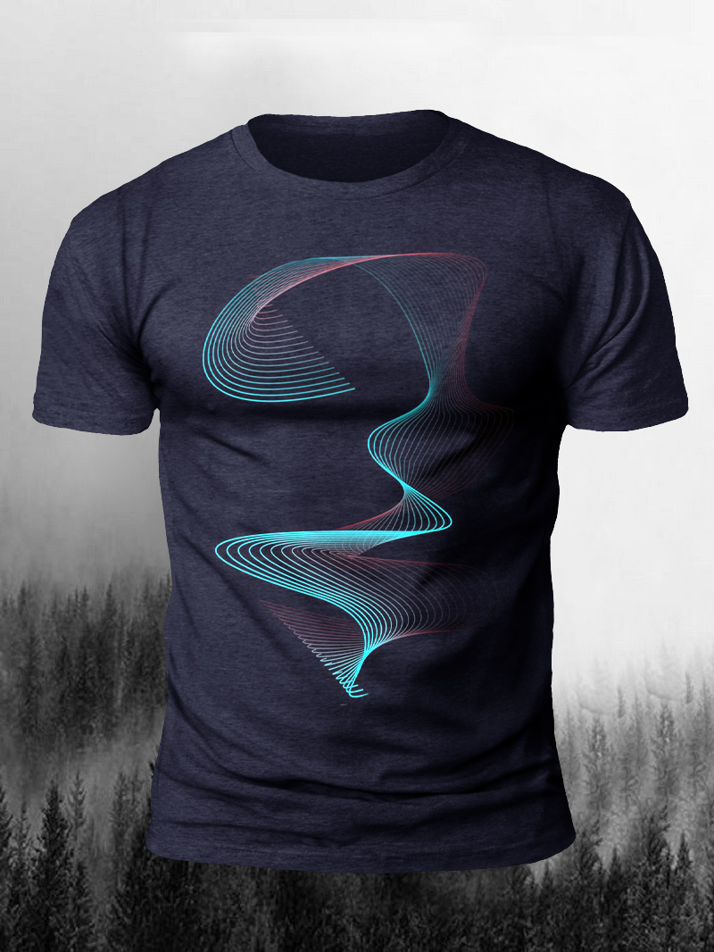 Line Print Men's Short Sleeve T-shirt