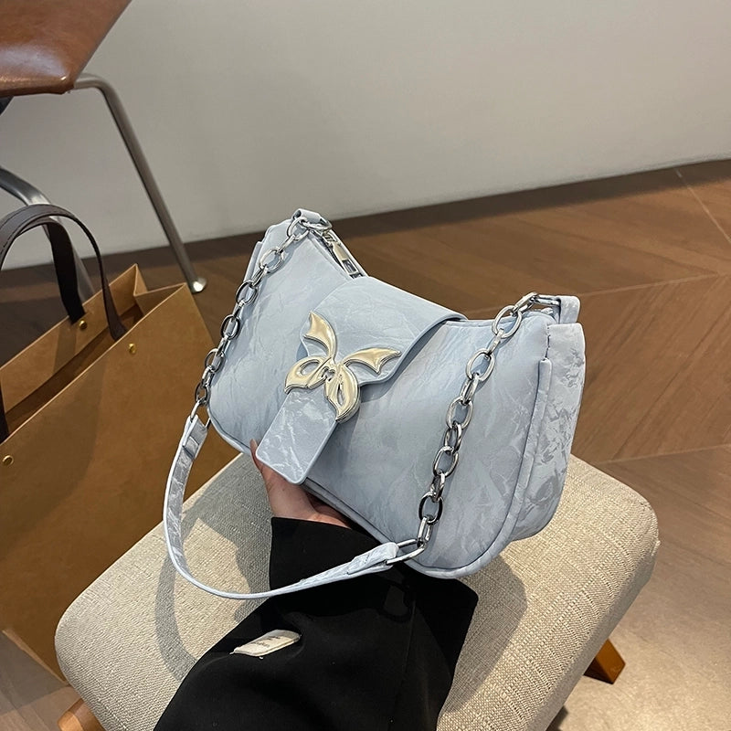 Women’s Medium Pu Leather Solid Color Streetwear Zipper Underarm Bag