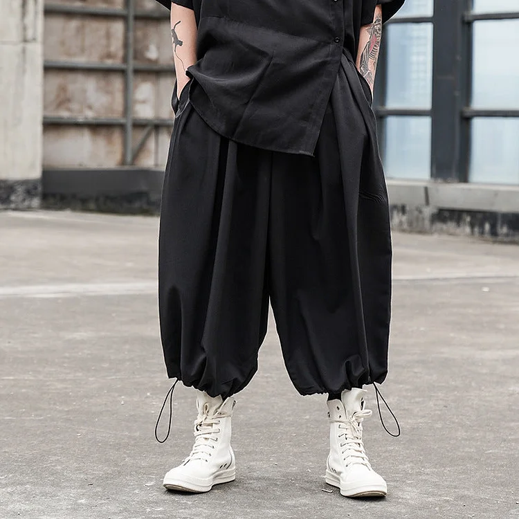 Japanese Fresh Darkwear Series Drawstring Slacks Pants-dark style-men's clothing-halloween