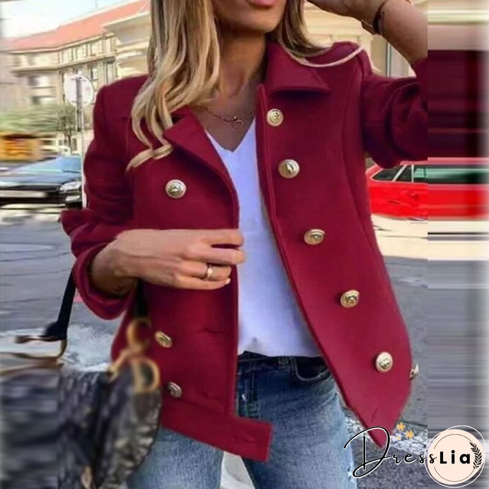 New Autumn Fashion Long Sleeve Turn-down Jacket Ladies Casual Single Breasted Slim Coat Ladies Retro Solid Color Office Jackets