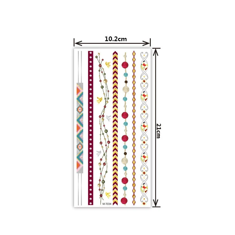 Creative personality exquisite fashion waterproof sweat gold and silver tattoo stickers bronzing and silver tattoo stickers