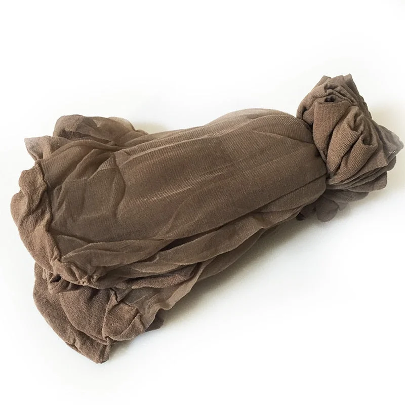 10airs wholesale women summer sexy ultrathin transparent crystal silk socks high elastic skin color nylon short socks