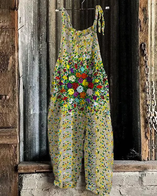 Women's Artistic Floral Print Jumpsuit-