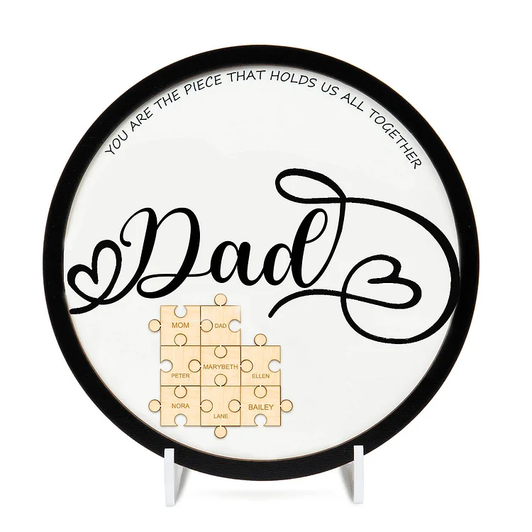 Dad Wooden Puzzle Sign Custom 8 Names Family Gifts "You Are The Piece That Holds Us Together"