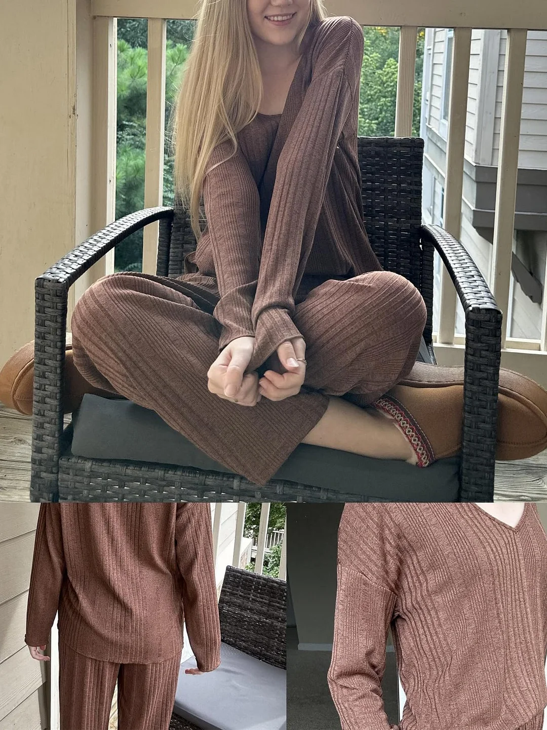 Women Half Sleeve V-neck Solid Color Dress