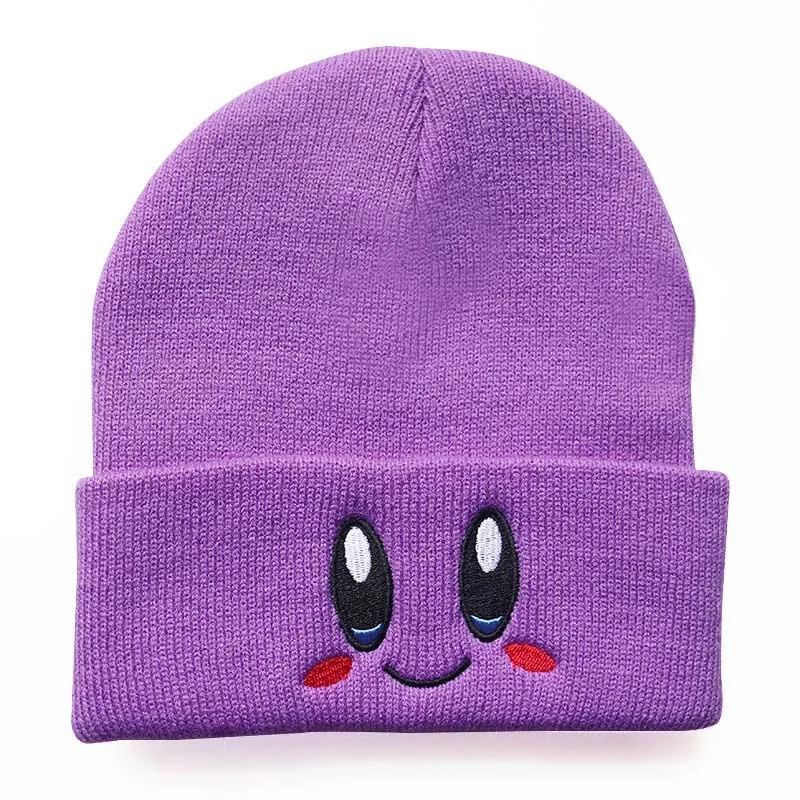  Smiling Face Beanie Embroidered Knitted Student Winter Warm Hat 