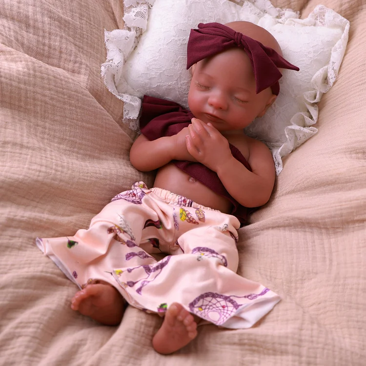 Babeside Aurora 16" Realistic Silicone Sleeping Baby African American Little Infant Girl Healing of the Heart