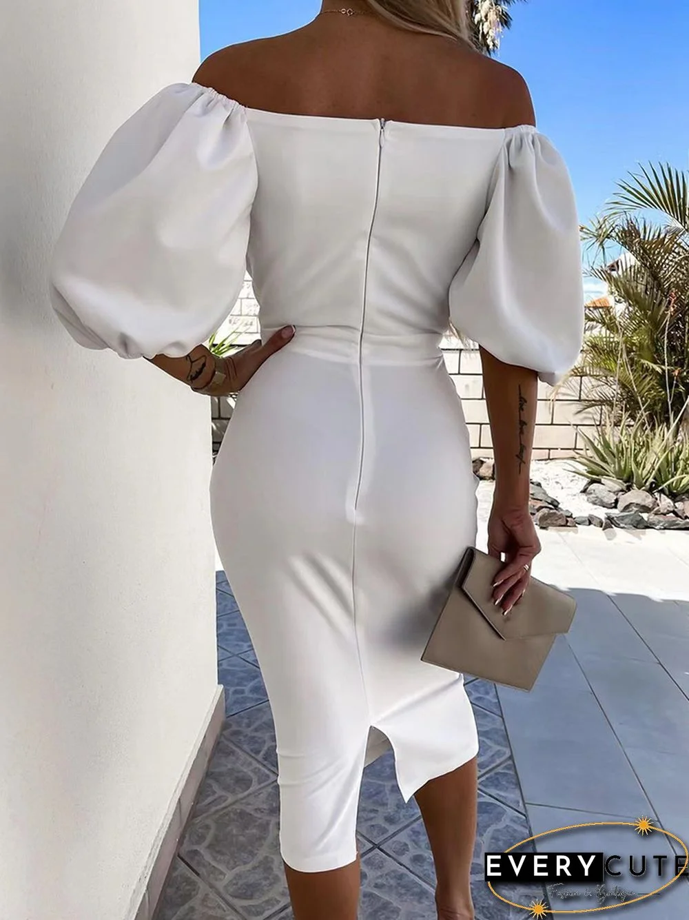 Women Elegant Short Puff Sleeve V-Neck Dress Summer Fashion Solid Color Ladies Slim Waist Dress With Belt Female Vestdios