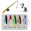 5pcs Fishing Lures Whopper Popper Artificial Bait with Rotating Tail Crankbait