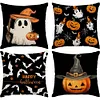 4 Set Happy Halloween Farmhouse Pillows Halloween Party Pillow Decorative Covers
