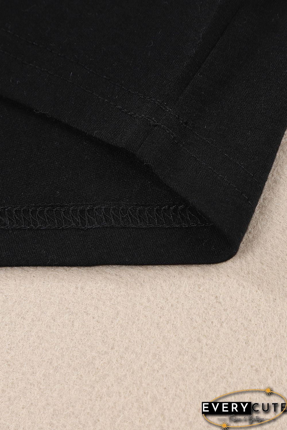 Black Leopard Sleeves Color Block V Neck T-shirt