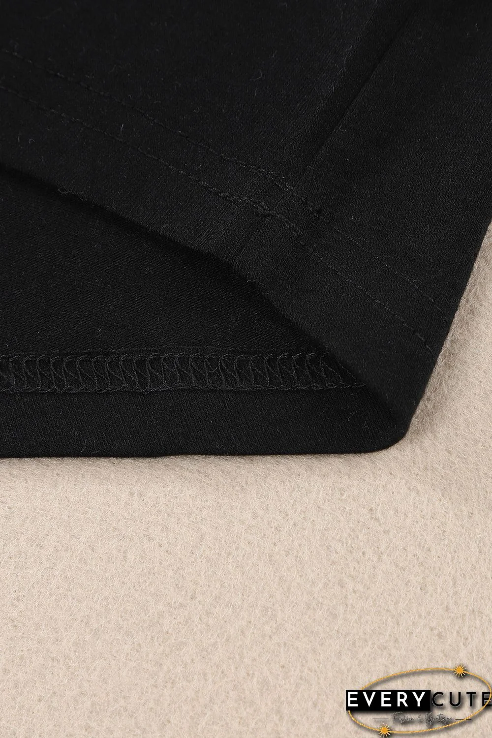 Black Leopard Sleeves Color Block V Neck T-shirt