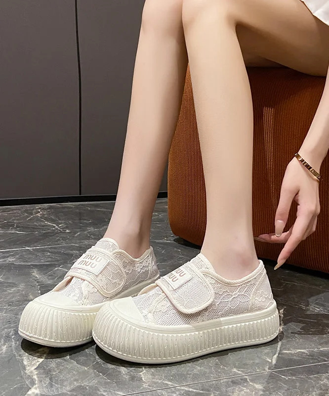 Casual Comfy Beige Breathable Mesh Splicing Flats