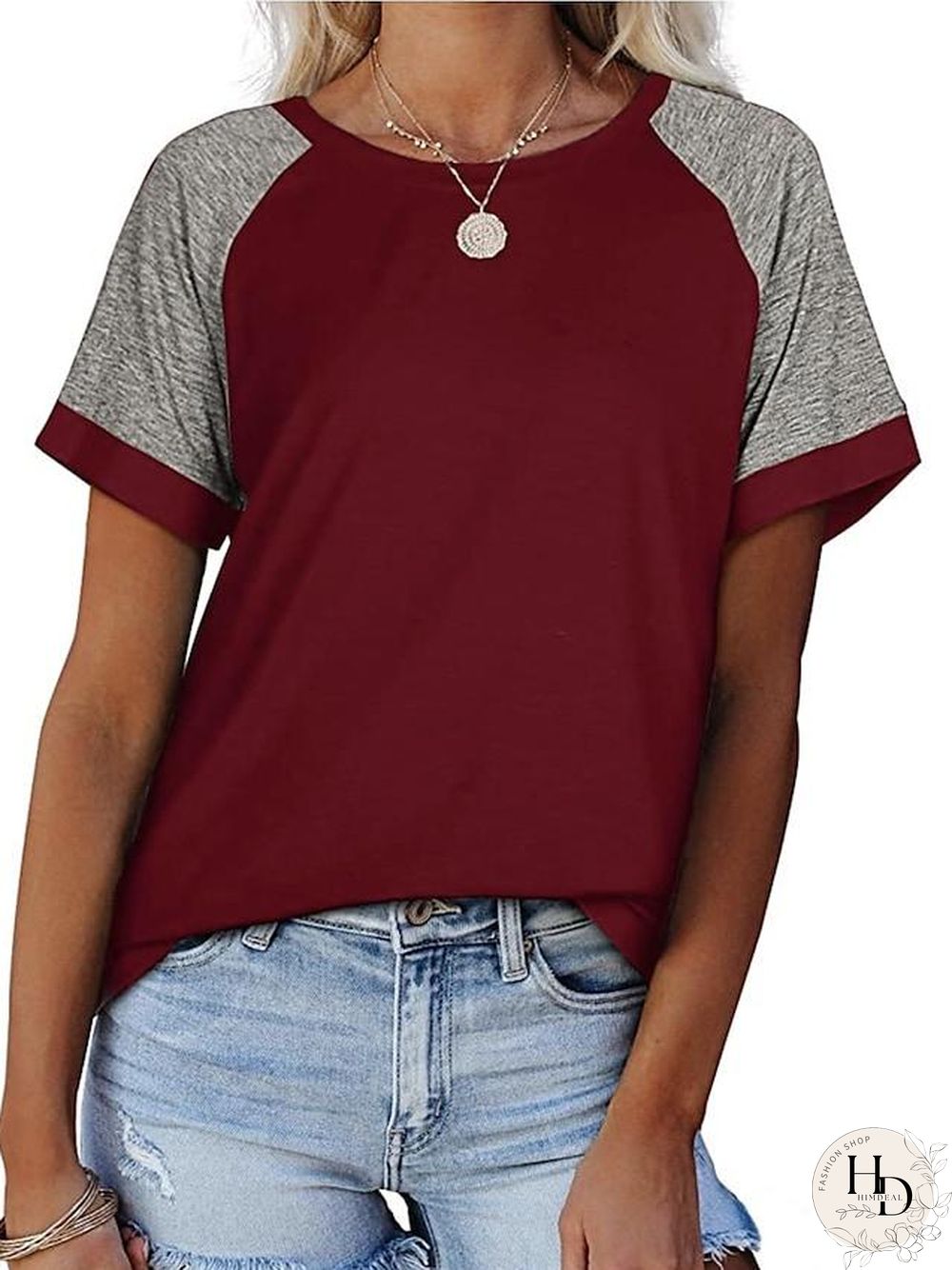 Women's T Shirt Plain Round Neck Tops Basic Basic Top Black Blue Blushing Pink