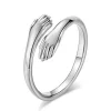 Women's Give Me A Hug Hand Open Band Ring 14K White Gold Plated Sterling Silver