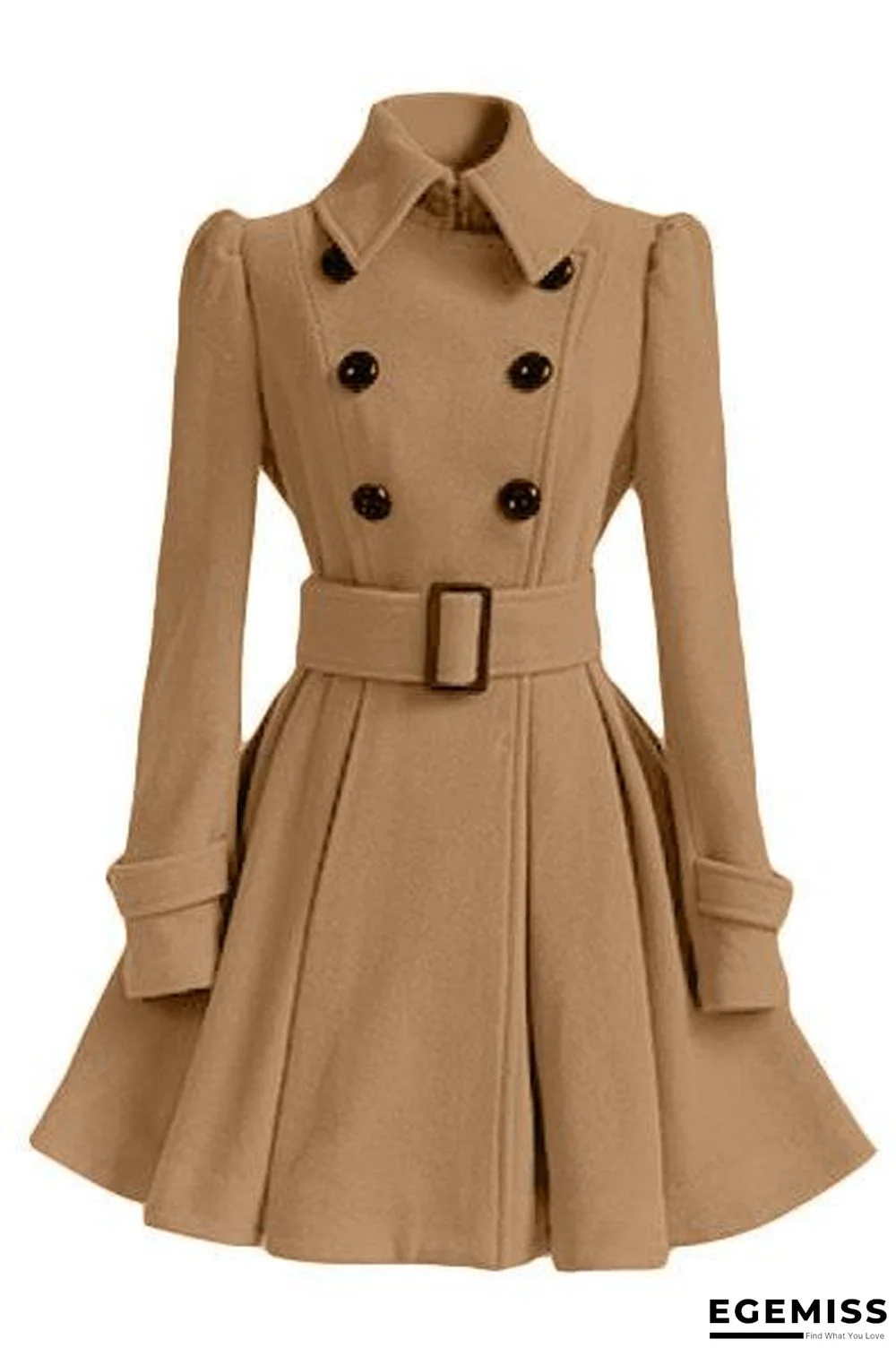Fold Over Collar Ruffled Hem Belt Coat | EGEMISS