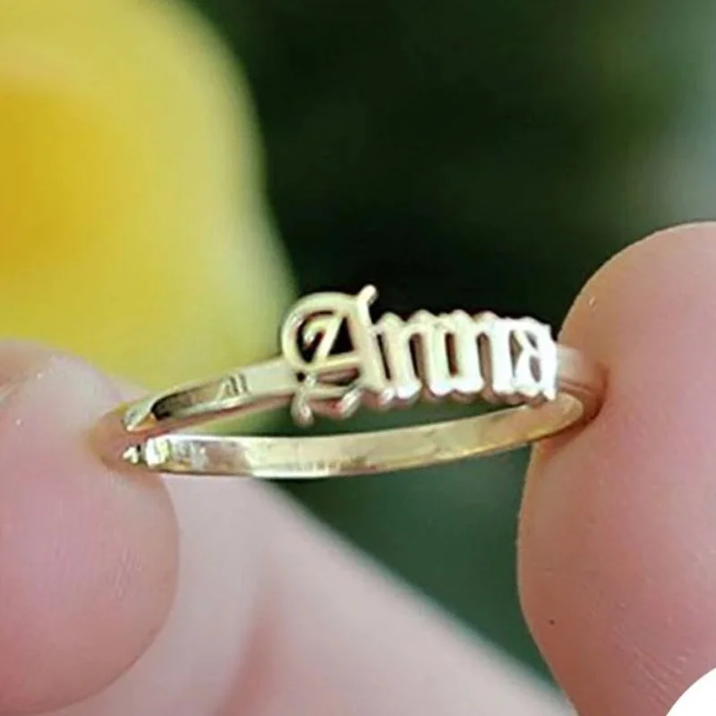 Trendy Customized and Adjustable Name Ring