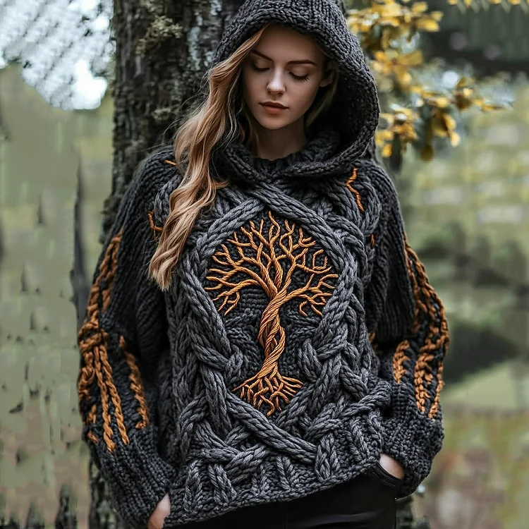 Women's Viking Tribal Tree Of Life Celtic Hooded Sweater