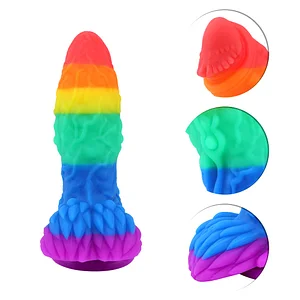 Rainbow silicone realistic penis Sex Vibrator For Women