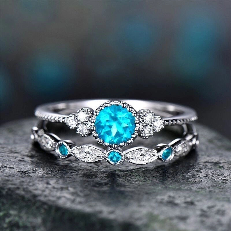 Accessories Simple Fashion Green Zircon Women’s Alloy Sapphire Ring