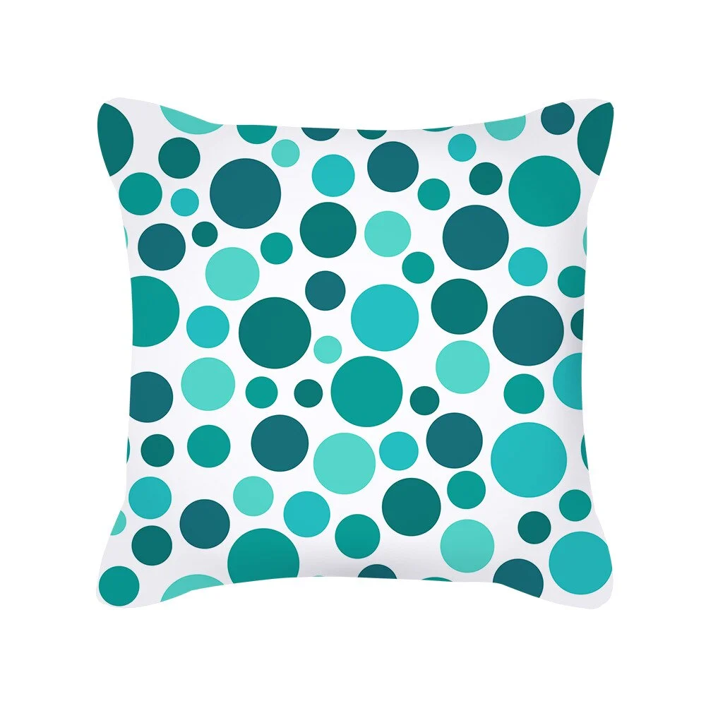 Teal Blue Cushion Cover Leaves Geometric Heart Pillow Cover Sofa Home Decor Throw Pillows Car Decorative Pillow Case Accessories