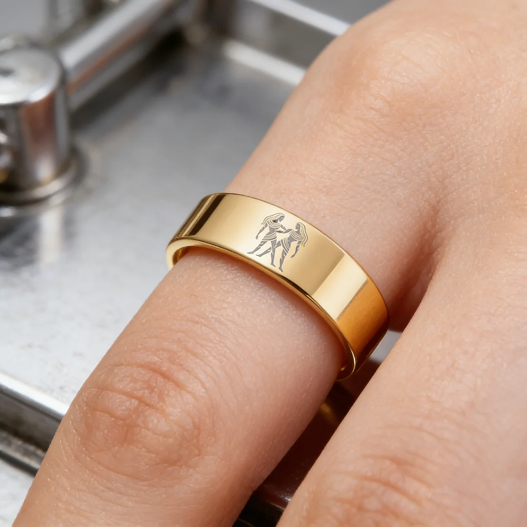 Men Women Flat Gemini Tungsten Carbide Rings Gold Couple Wedding Band Top Comfort Fit 4MM 6MM 8MM