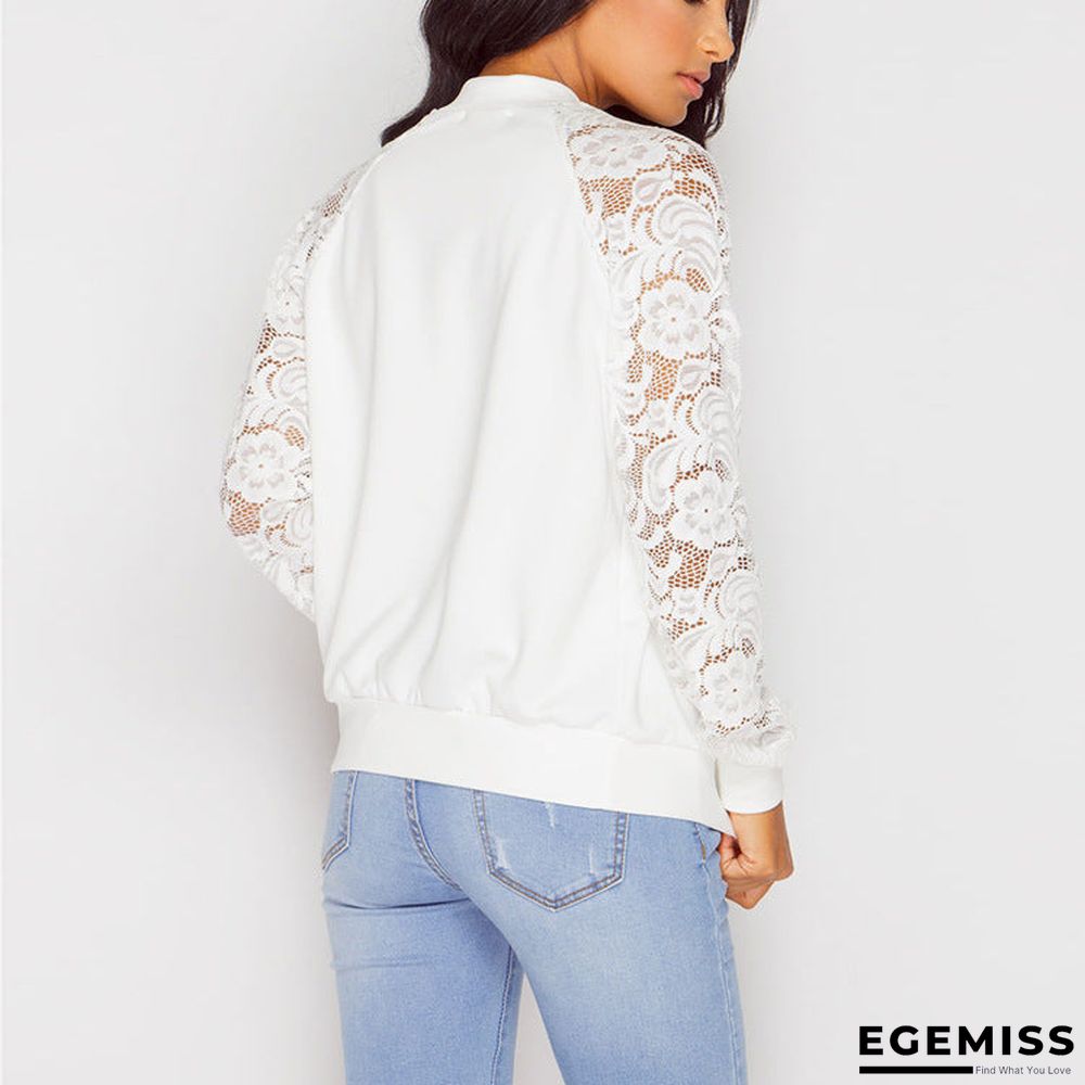 Autumn Winter Long Sleeved Lace Stitched Zipper Coat Female | EGEMISS