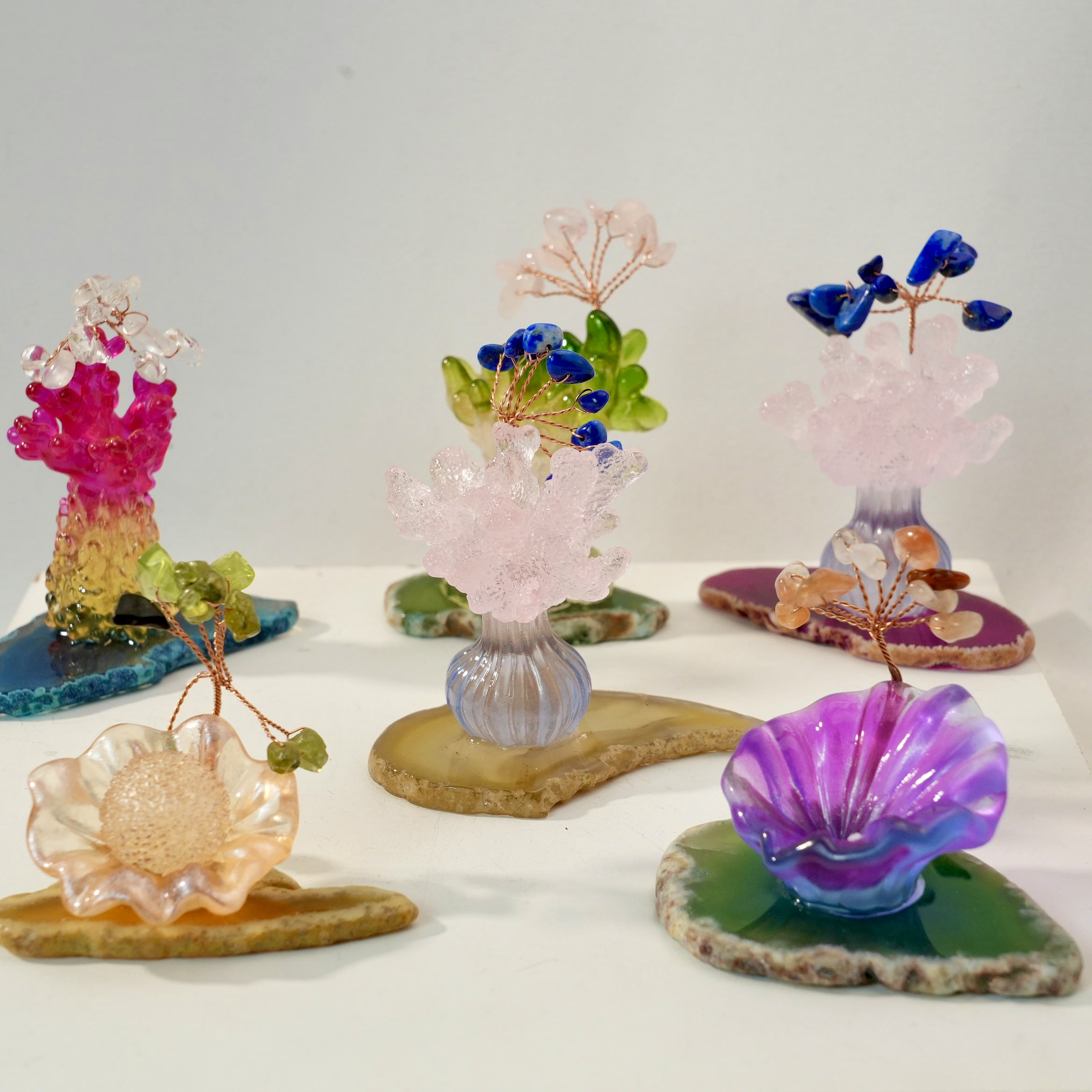Crystal Chip Tree Aura Agate Slice Ornament