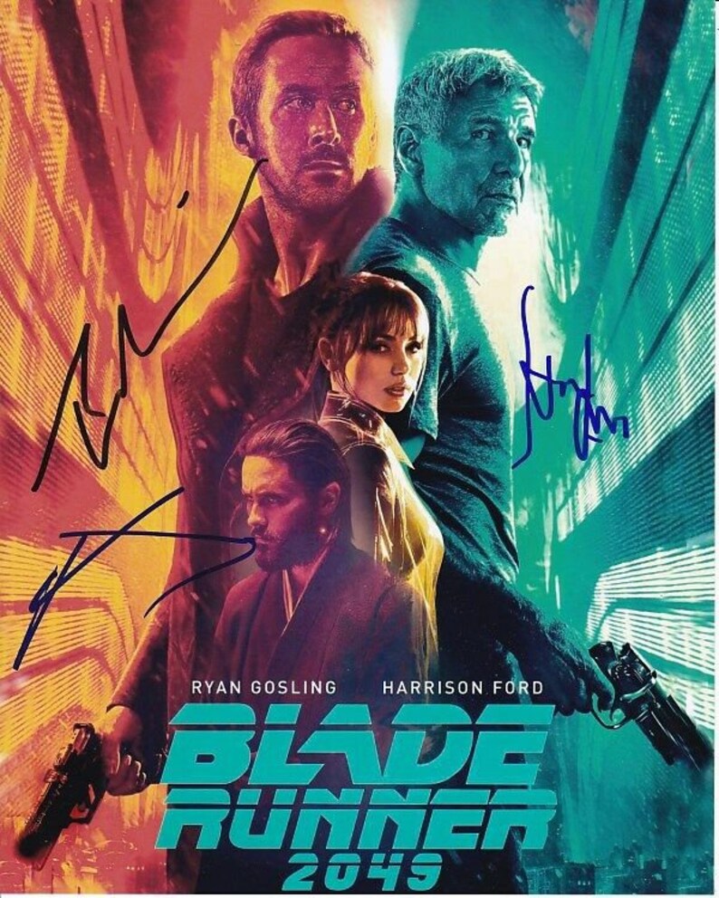 Harrison ford ryan gosling & jared leto signed autograph blade runner 2049 Photo Poster painting