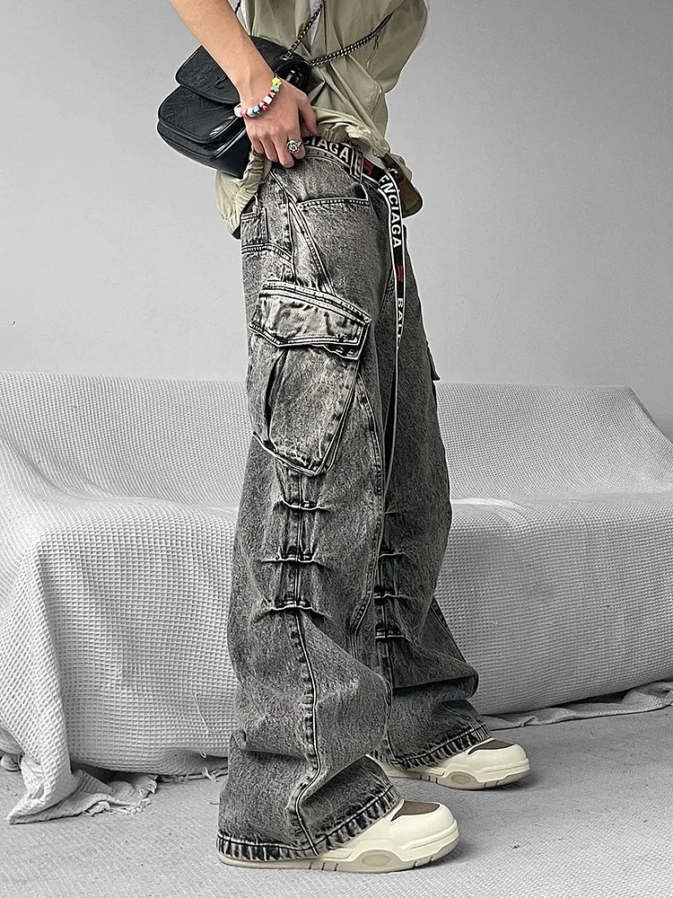 Grey Gothic Baggy Cargo Pant