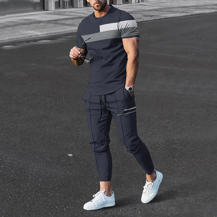 Men's Solid Sports Casual Short Sleeve Shirt And Pants Co-Ord