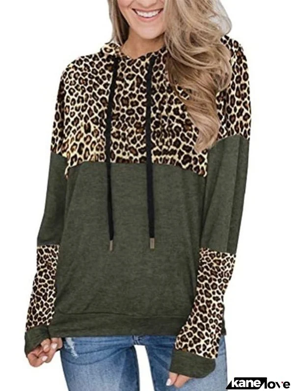 Leopard Print Plush Hoodie for Casual Style Loving Commuters