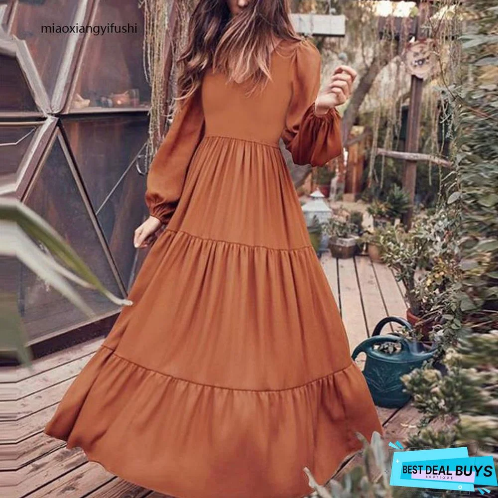 Commuter Temperament Women's Big Swing Dress Black Dresses