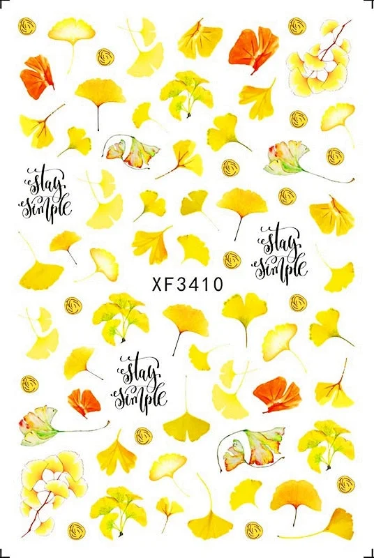 Nail Art Stickers Green Nature Manicure Nails Design Decal Back Glue Decoration Plant Leaf Nail Art Decals Sticker Decor