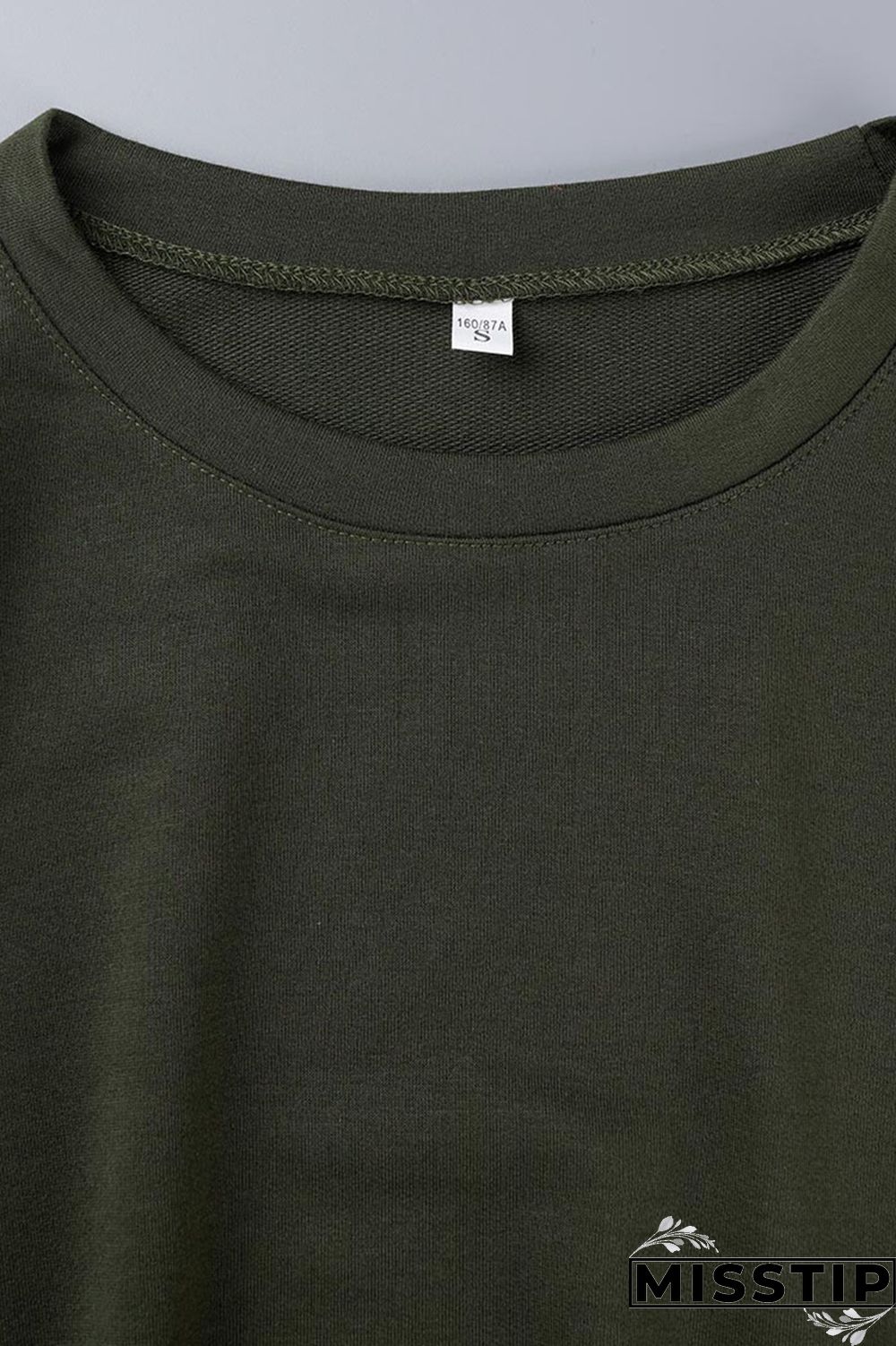 Army Green Casual Solid Patchwork O Neck Long Sleeve Two Pieces