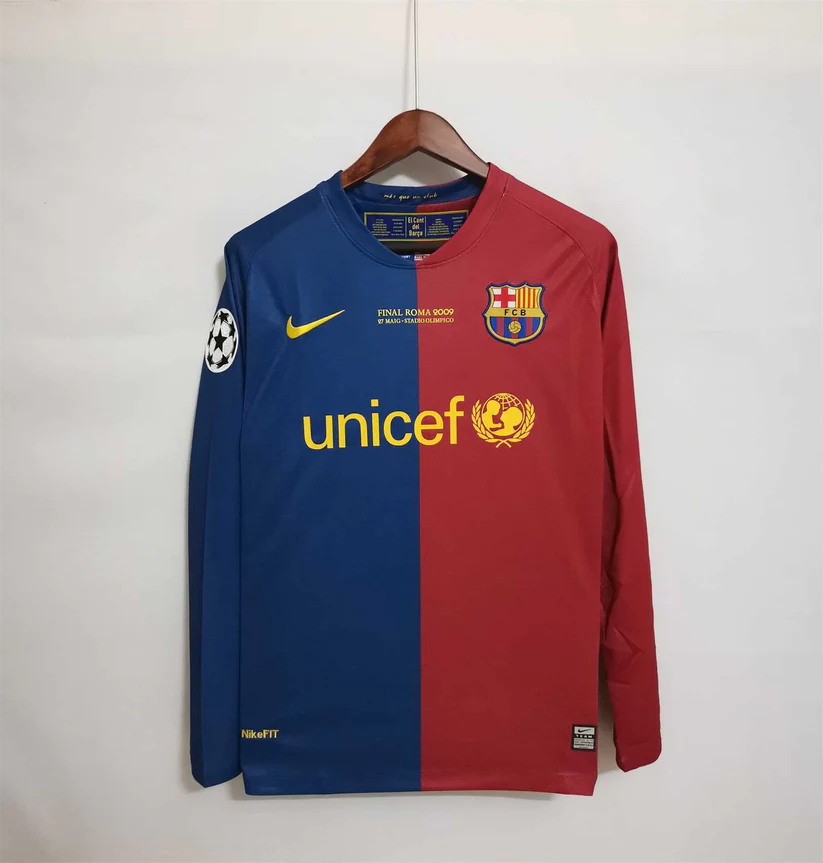 2008-2009 Retro long sleeve Barcelona Home Champions League Football Shirt 1:1 Thai Quality