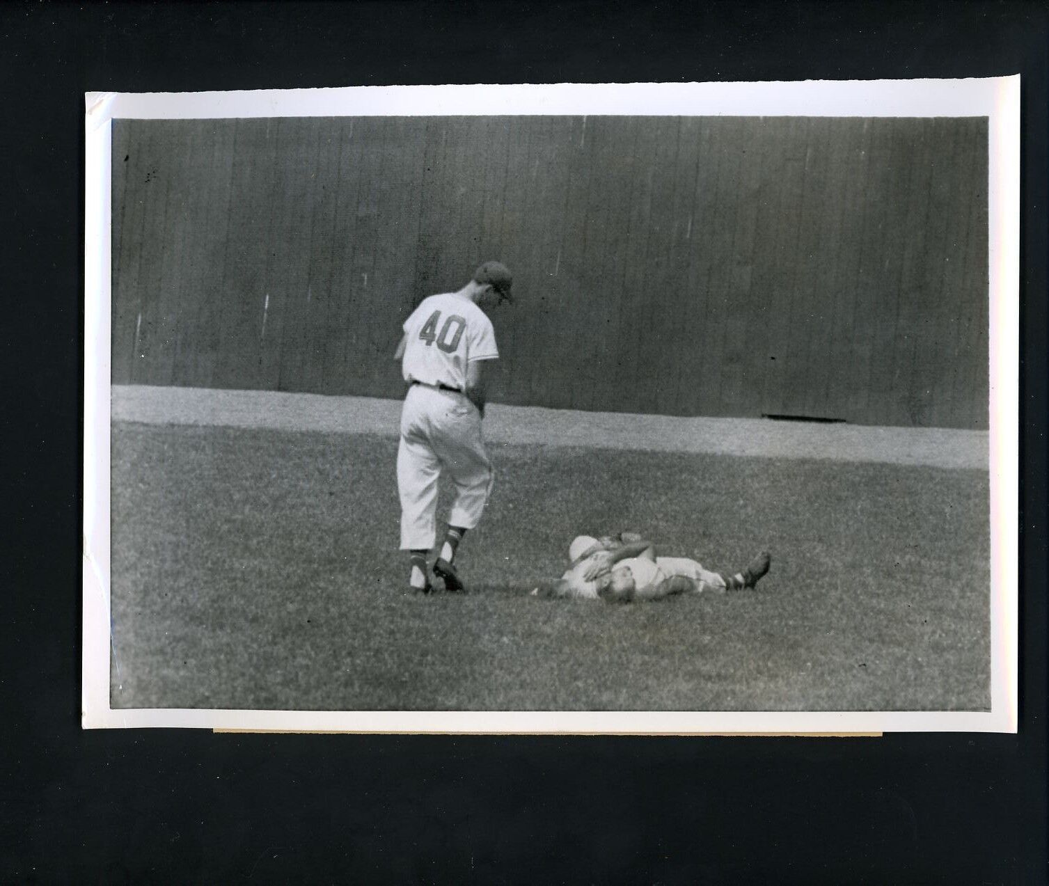 Gus Zernial INJURED & Bill Wilson 1954 Press Photo Poster painting Philadelphia A's