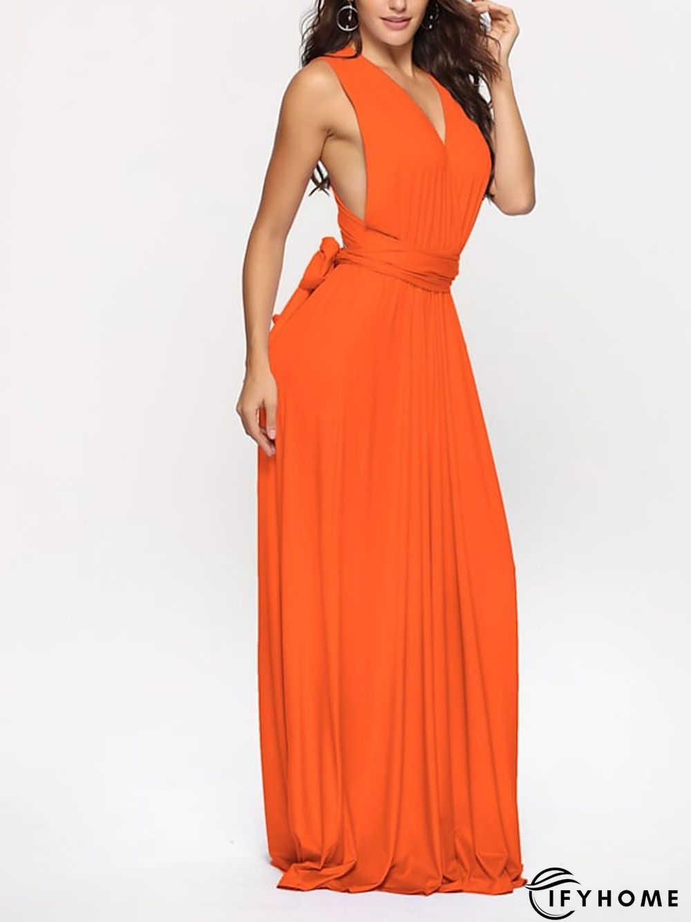 Women‘s Prom Party Dress Swing Dress Long Dress Maxi Dress Green Black Blue Sleeveless Pure Color Backless Spring Summer V Neck Party S M L XL | IFYHOME